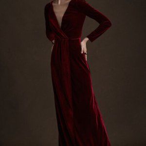 BRAND NEW Jenny Yoo Ryland Velvet Maxi Dress, Dark Berry, Size 4